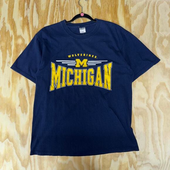 Vintage y2k navy blue univeristy of michigan collegiate tee - Picture 1 of 4